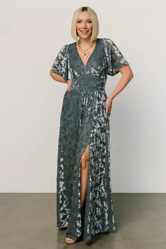 Relaxed Fits Veronica Velvet Maxi Dress | Slate Blue