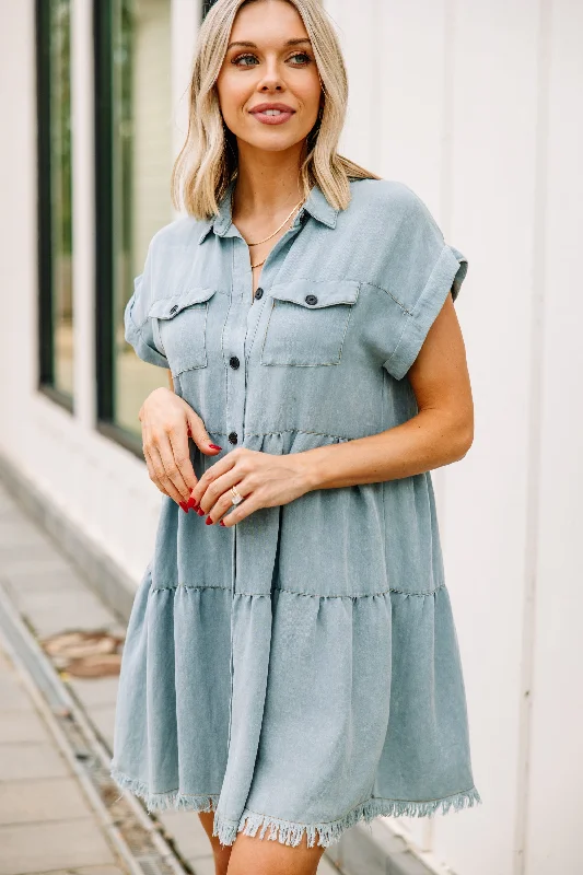 Soft Layers Spring Sass Light Denim Hand Dyed Dress