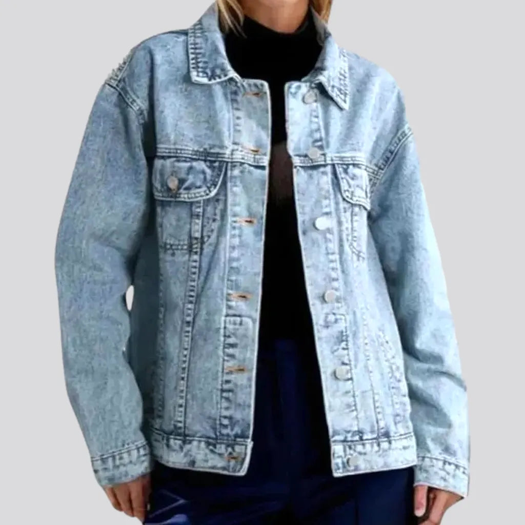 Elegant Fit Extra-large fit worn-in women's jean jacket