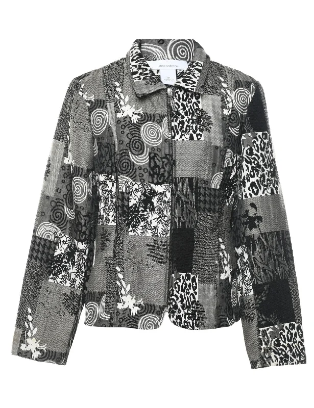 Cozy Footwear Dressbarn Abstract & Animal Print Sparkly Tapestry Jacket - M