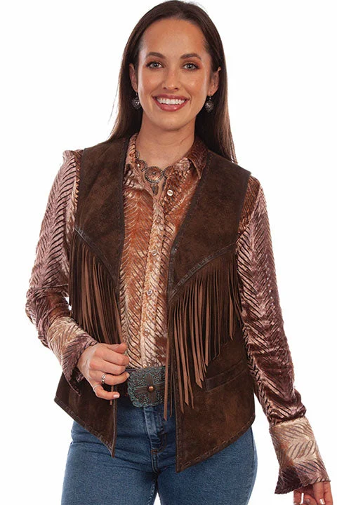 Casual Chic Looks Women's Chocolate Suede Fringe Vest