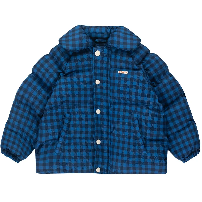 Simple Looks Vichy Short Padded Jacket in Blue / Navy by Tinycottons - Last One In Stock - 6 Years