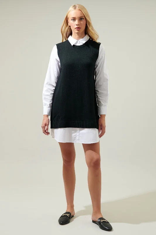 Casual Comfort Wear Mariela Sweater Vest & Poplin Dress - FINAL SALE