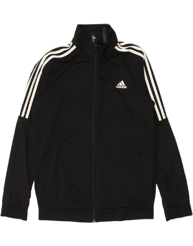 Soft Comfort ADIDAS Womens Tracksuit Top Jacket UK 16/18 Large Black Polyester