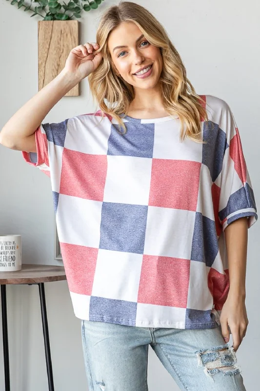 Trendy Looks Checkered Round Neck Half Sleeve T-Shirt