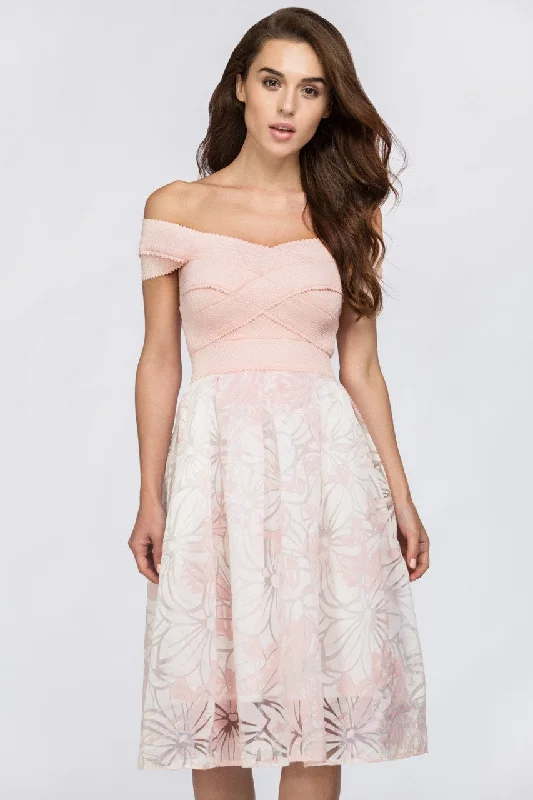 Cozy Apparel Carnation Pink Off the Shoulder Midi Dress