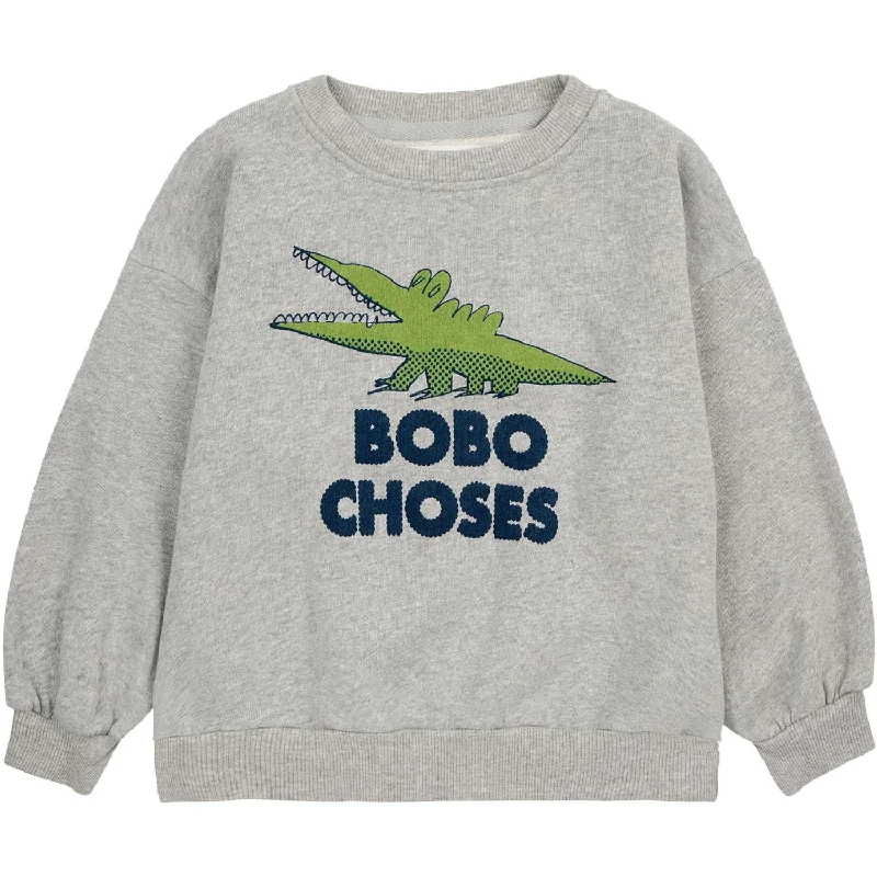 Trendy Comfort Wear Bobo Choses Light Heather Grey Talking Crocodile Crewneck