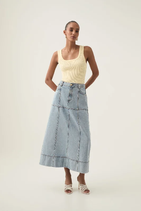 Easy Wear Chic Aura Denim Midi Skirt