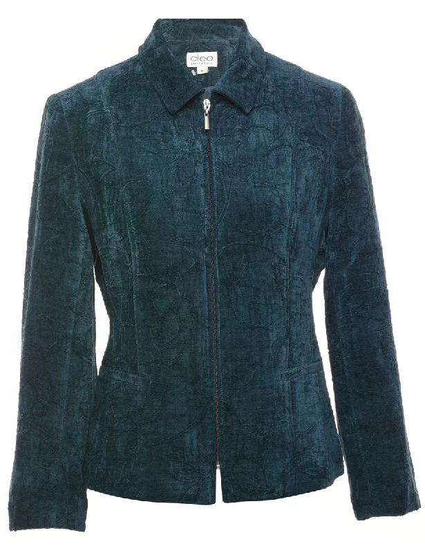 Comfortable Tops Teal Tapestry Jacket - M