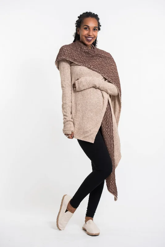 Soft Casuals Hoodie Shawl Cardigan in Brown