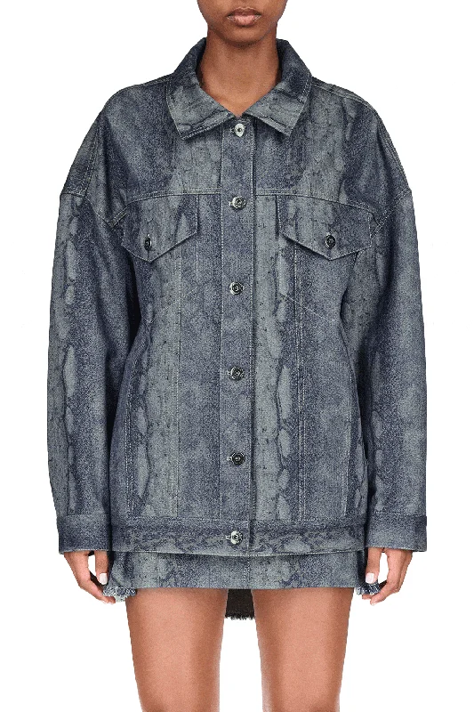 Cozy Chic Trends Snake Oversized Denim Jacket