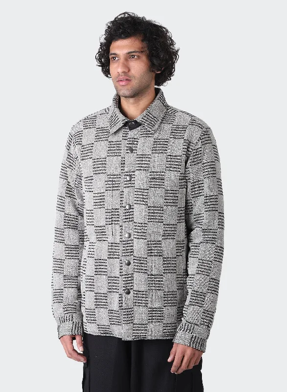 Fashionable Comfort Kardo Black Checkered Woody Cotton Jacquard Jacket
