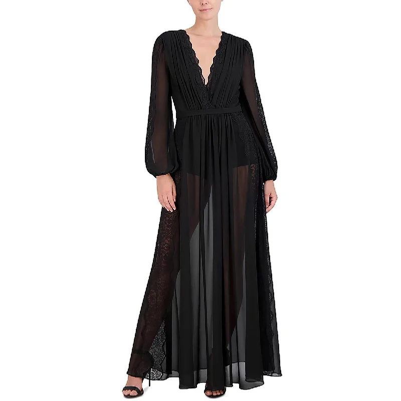 Comfortable Chic BCBGMAXAZRIA Womens Full Length Sheer Maxi Dress