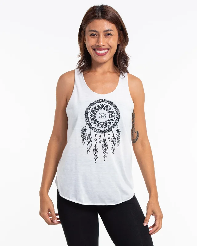 Warm Wear Womens Dreamcatcher Tank Top in White