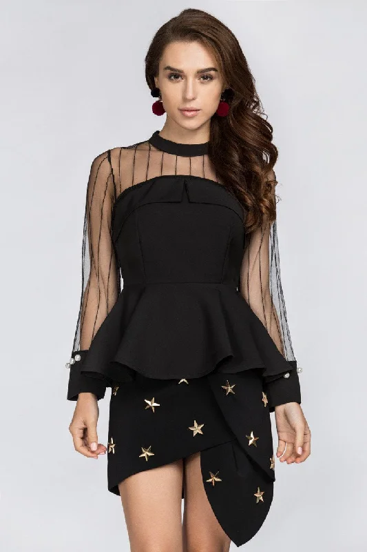 Stylish Casuals Black Star Studded Tulip Skirt