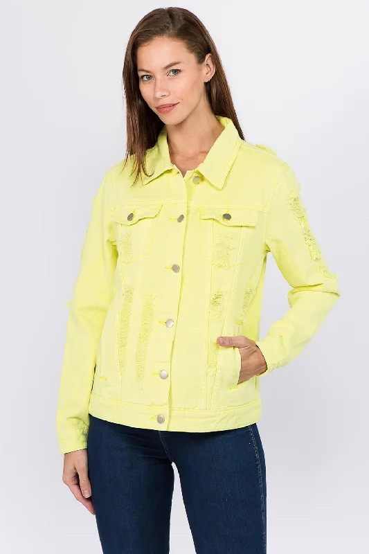 Classic Comfort American Bazi Distressed Back Button Down Denim Jacket