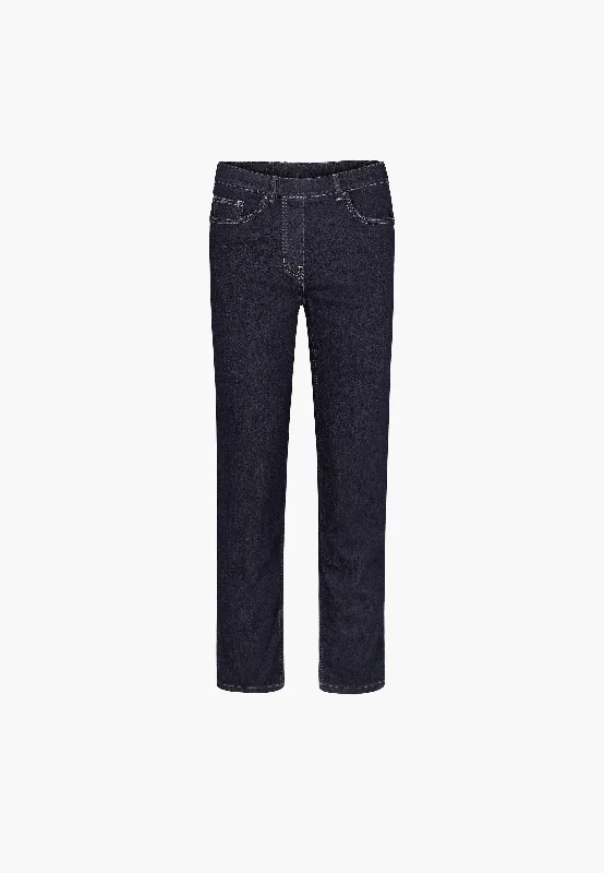 Soft Feel Helen Straight - Medium Length - Dark Blue Denim