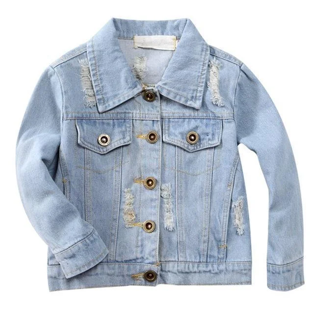 Effortless Looks Kids Jean Jacket Ragged Fashion Jacket
