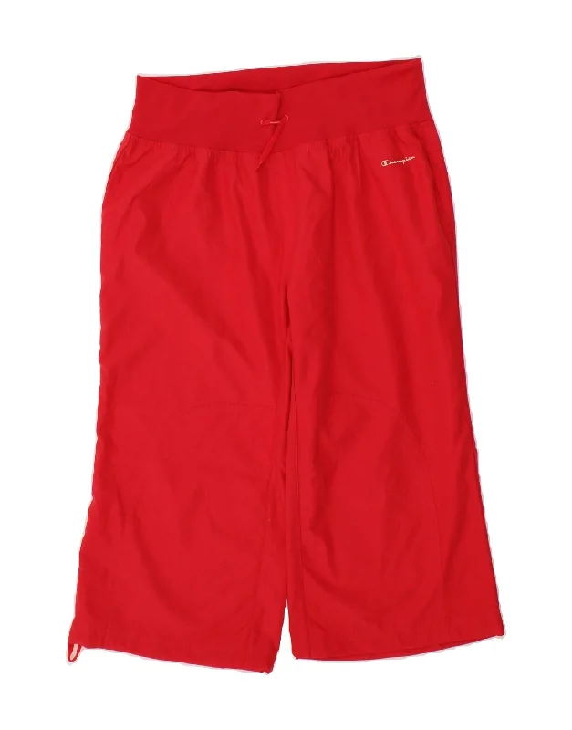 Cozy Lounge Wear CHAMPION Womens Capri Tracksuit Trousers UK 18 XL Red Cotton