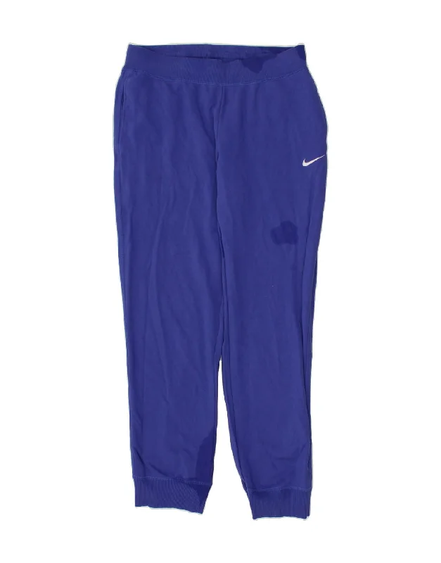 Elegant Casuals NIKE Womens Tracksuit Trousers Joggers UK 14 Large Blue Cotton