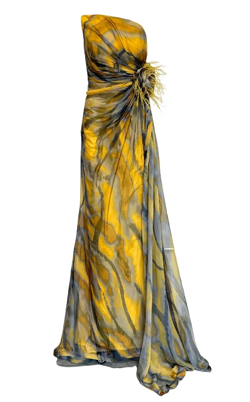 Comfy Chic Wear Strapless Yellow Cocktail Dress
