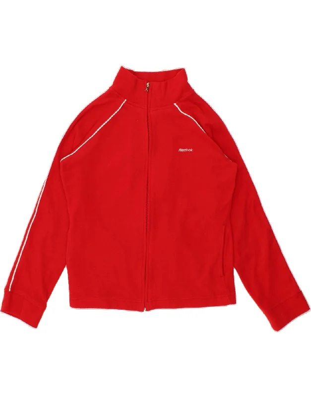 Stylish Fit REEBOK Womens Tracksuit Top Jacket UK 14 Medium Red
