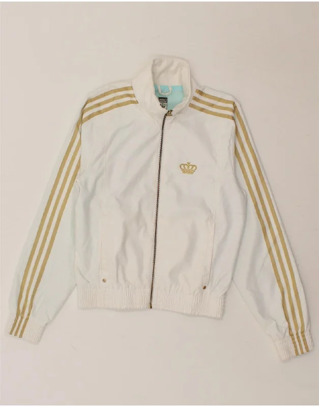 Cozy Footwear ADIDAS Womens Crop Tracksuit Top Jacket EU 36 Small White Polyester