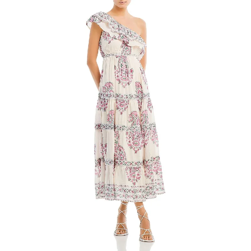 Relaxed Fashion Bell by Alicia Bell Womens Silk One Shoulder Maxi Dress