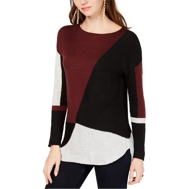 Smart Comfort Wear I-N-C Womens Colorblocked Shirttail Pullover Sweater, Multicoloured, Large
