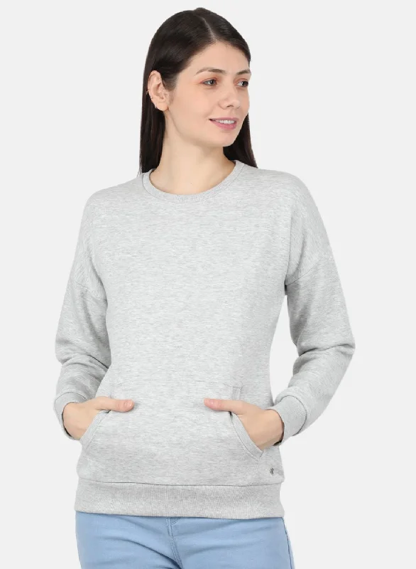 All-Day Style Women Grey Solid Sweatshirt