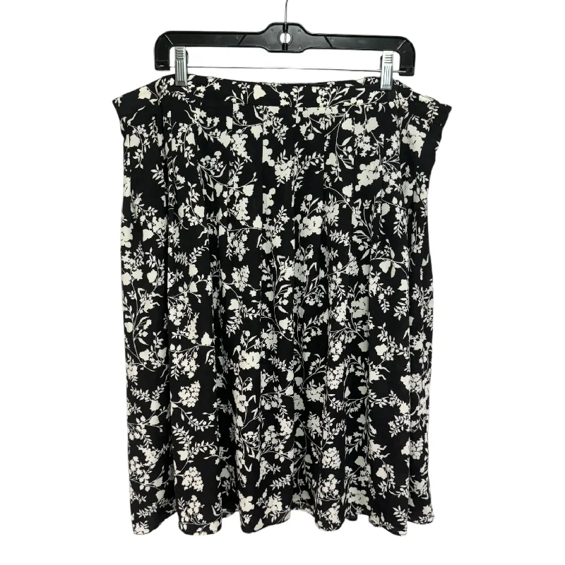 Soft Comfort Pleated Skirt Midi By Talbots In Black & White, Size: 16