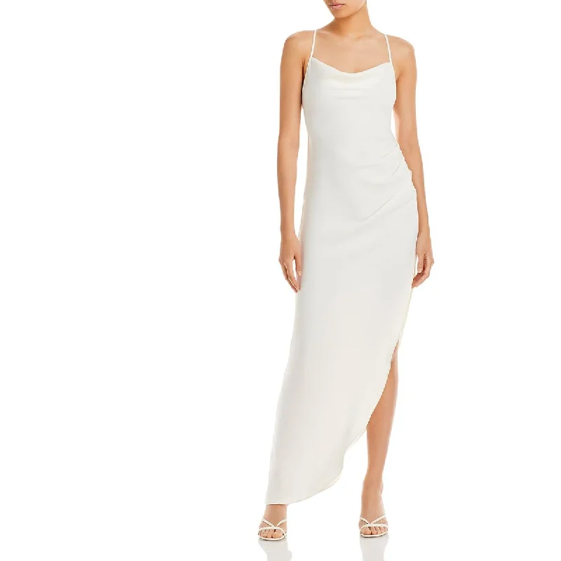 Relaxed Jackets Aqua Womens Halter Cowl Neck Maxi Dress