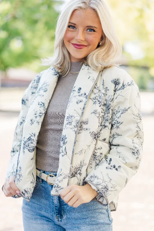 Elegant Casuals Take Your Advice Taupe Toile Jacket