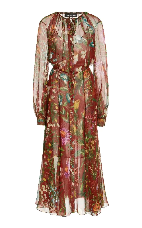 Comfortable Tops Silk Chiffon Midi Dress