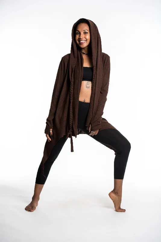 Chic Comfort Wear Hooded Cardigan in Brown