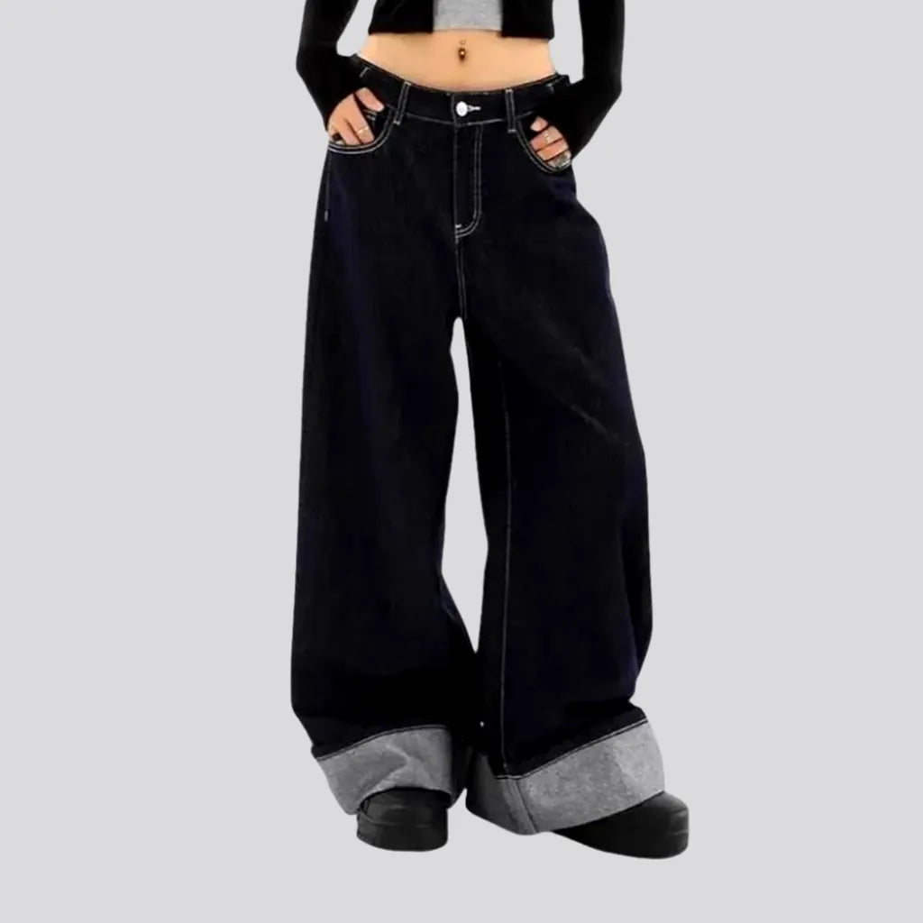 Soft Layers 90s style baggy-leg high-waist women's jeans