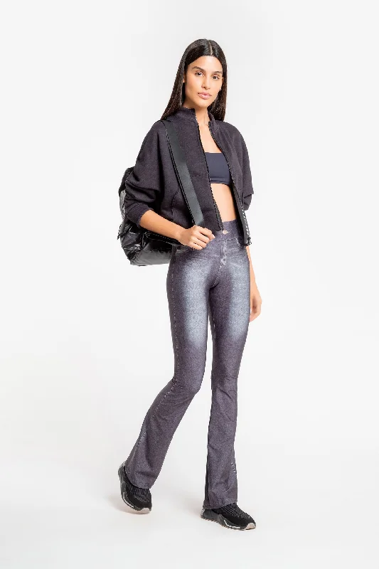 Warm Layers Mix Denim Flare Pants