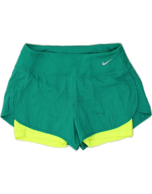 Chic Outfits NIKE Womens Dri Fit Sport Shorts UK 10 Small Green Colourblock