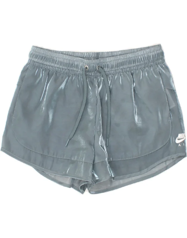 Simple Chic NIKE Womens Sport Shorts UK 14 Large Blue Polyester