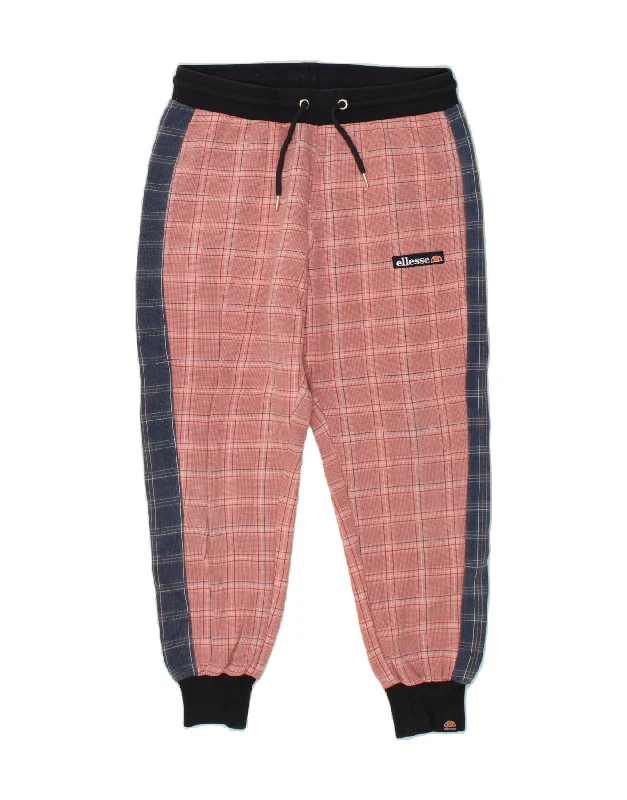 Relaxed Looks ELLESSE Womens Tracksuit Trousers Joggers UK 12 Medium Pink Check Cotton