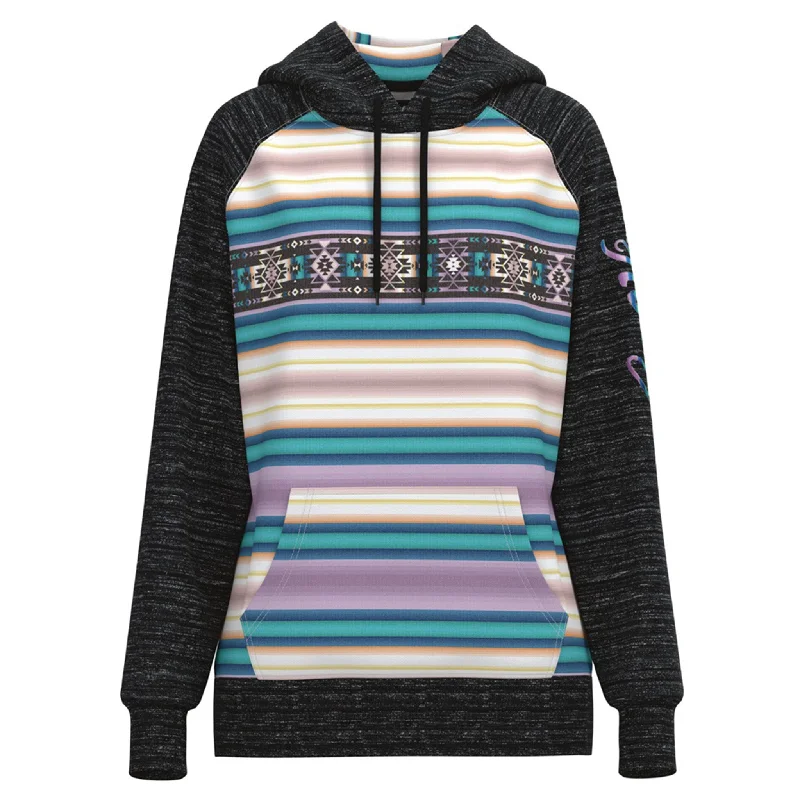 Cozy Fashion Hooey Ladies Serape Hoodie With Black Sleeves