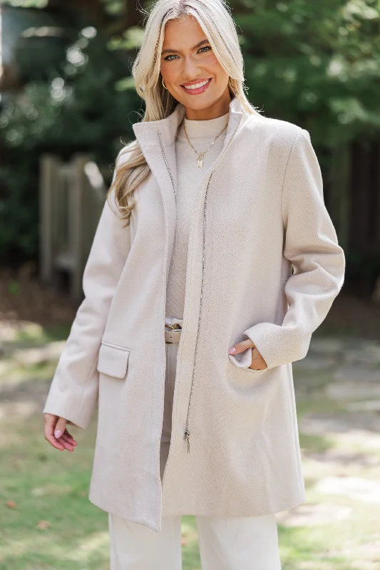 Cozy Fashion Do What You Can Oatmeal Brown Herringbone Coat