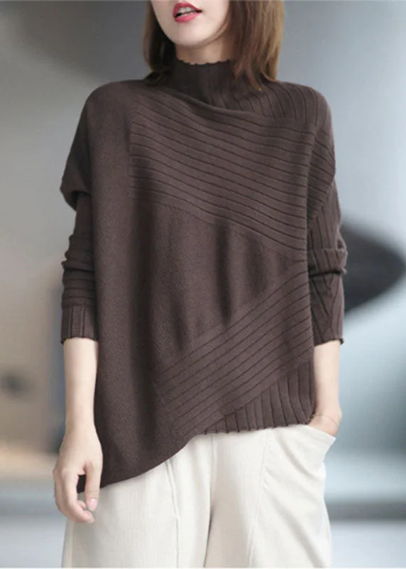Soft Comfort French Chocolate asymmetrical design Thick Fall Sweater