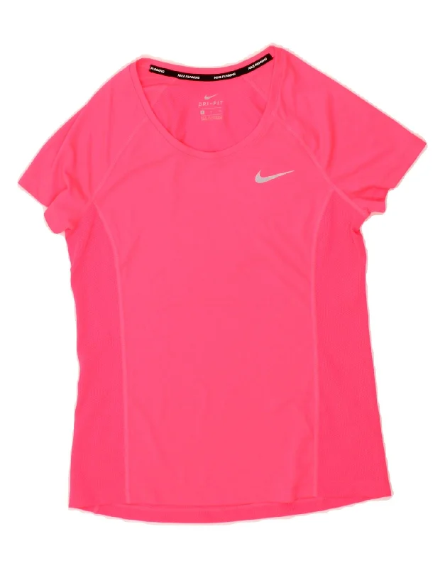 Comfortable Chic NIKE Womens Dri Fit Running T-Shirt Top UK 10 Small Pink Polyester