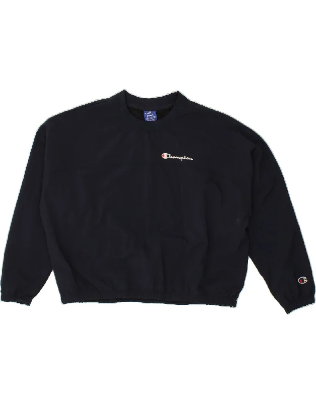 Cozy Lifestyle CHAMPION Womens Crop Graphic Pullover Tracksuit Top UK 10 Small Navy Blue Cozy Lifestyle CHAMPION Womens Crop Graphic Pullover Tracksuit Top UK 10 Small Navy Blue