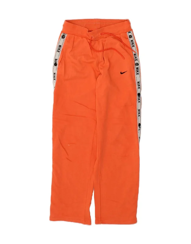 Soft Comfort Wear NIKE Womens Graphic Tracksuit Trousers UK 6 XS Orange Colourblock Cotton