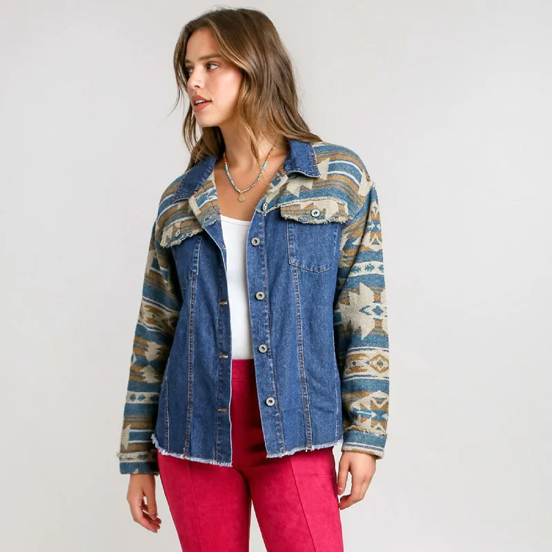 Relaxed Looks Umgee Women's Aztec Denim Jacket