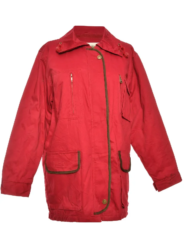 Chic Comfort Wear Zip-Front Red Classic Jacket - M