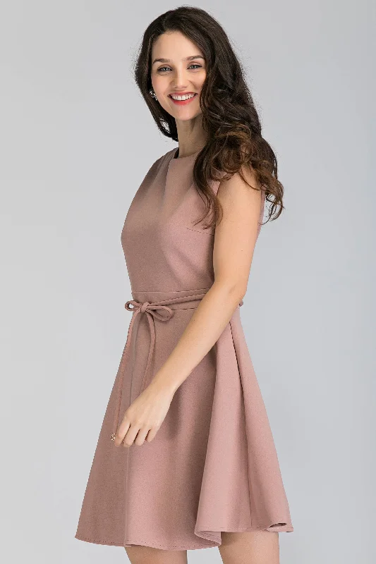 Smart Comfort Wear Blush Fur Collar Mini Dress