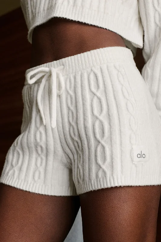 Cozy Chic Trends Cable Knit Winter Bliss Short - Ivory